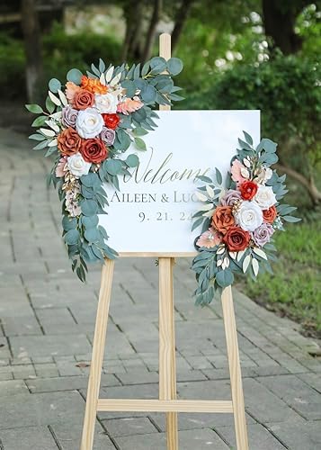 Burnt Orange Wedding Arch Flowers Set of 2