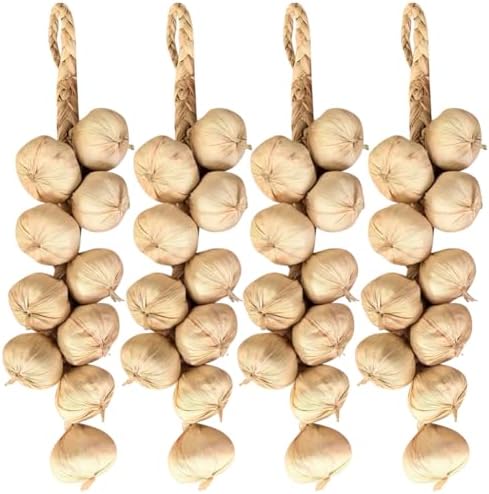4 Strings Artificial Garlic Hanging Decoration Props