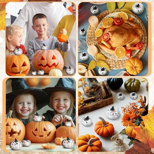 Geelin 20 Pcs Silver Disco Pumpkins Decor