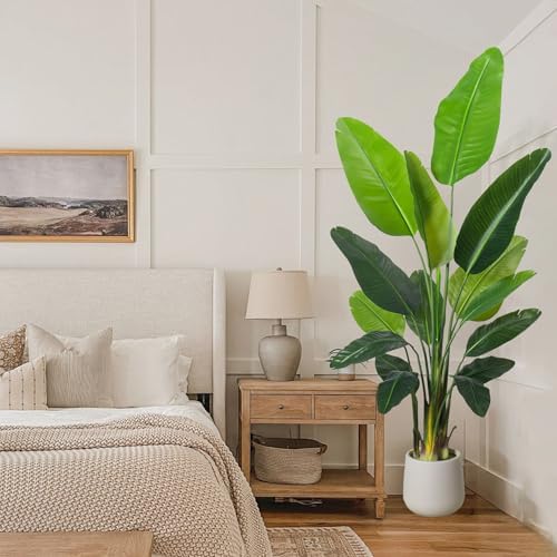 6FT Bird of Paradise Artificial Plants with White Planter