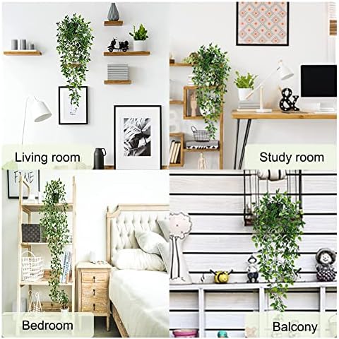 2Pcs Hanging Artificial Plants in Pots Faux Greenery Decor