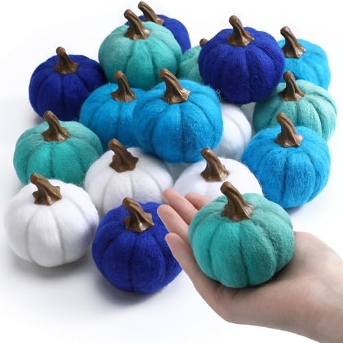 Suncalla 16 Pcs Mini Wool Felt Pumpkins Fall Decor