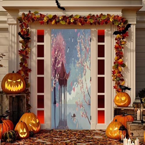 Susiyo Wonderland Halloween Door Cover Stretch Fabric 32x79 in