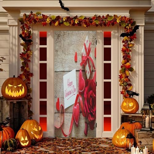 Susiyo Red Hearts Halloween Door Cover 32x79 in