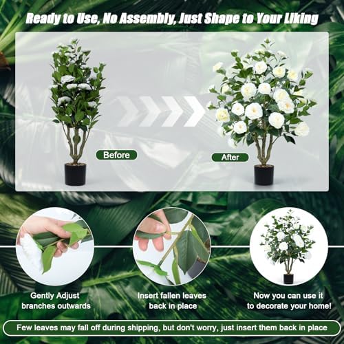 Lifelike Artificial Camellia Tree 2 Pack