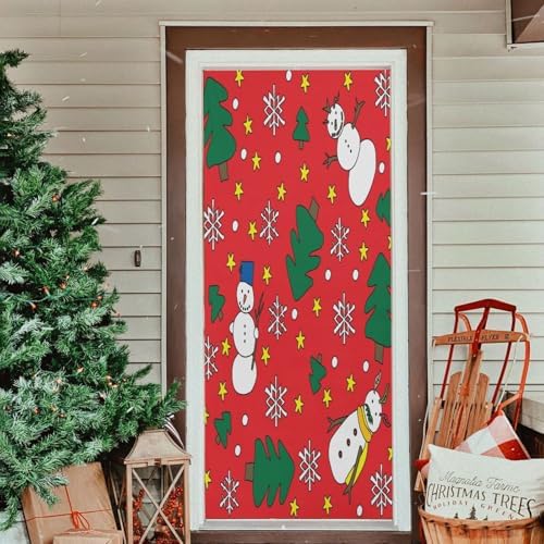 Susiyo Snowflakes Pine Tree Door Cover Stretchy Washable