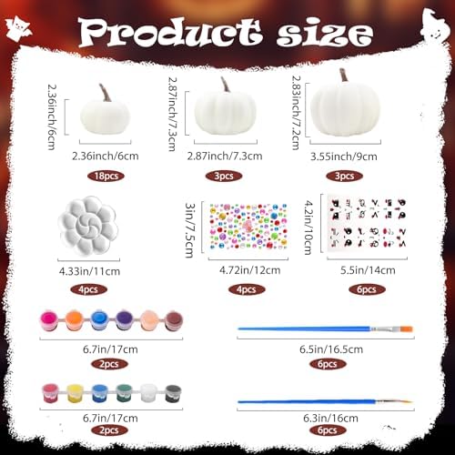 24 Pcs Paintable Foam Pumpkins Halloween Decor DIY Set