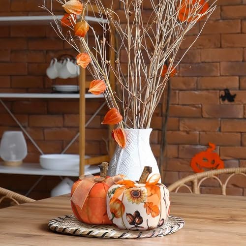 Chunful 6PCS Artificial Pumpkins Fall Decor Set