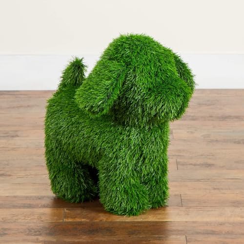 Nearly Natural 18in UV Resistant Artificial Grass Topiary Dog