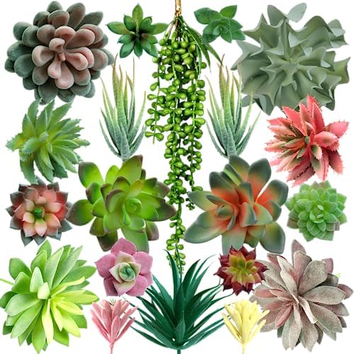 DECOROUS Realistic Fake Succulents 20 Pack Artificial Plants