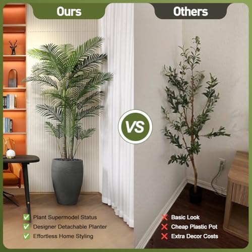VeriNatural 8ft Artificial Palm Tree with Gray Planter