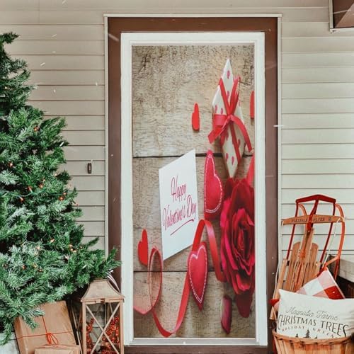 Susiyo Red Hearts Halloween Door Cover 32x79 in