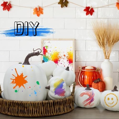 8 Piece White Artificial Pumpkins for Autumn Decor