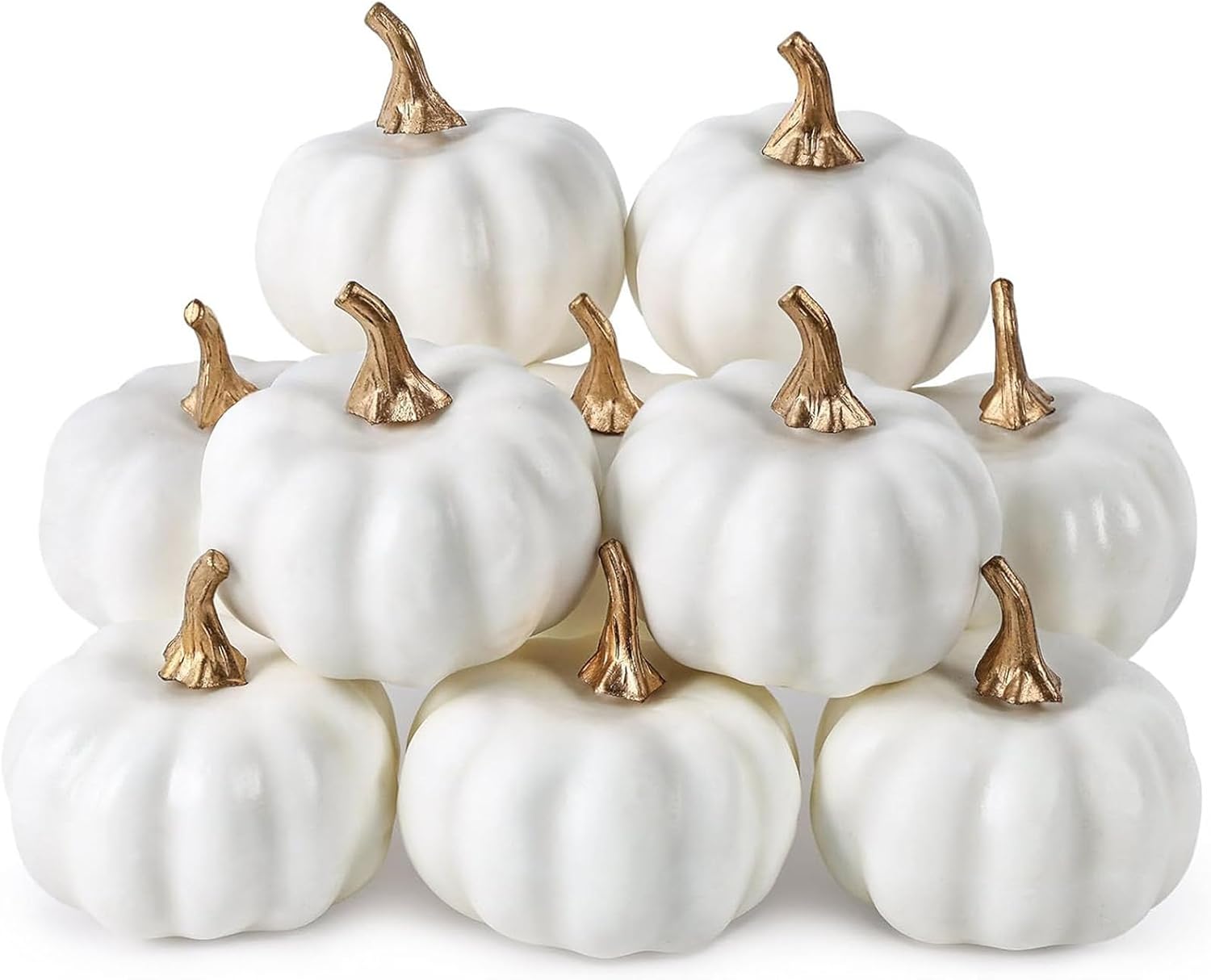 DomeStar 10PCS White Artificial Pumpkins Fall Decor