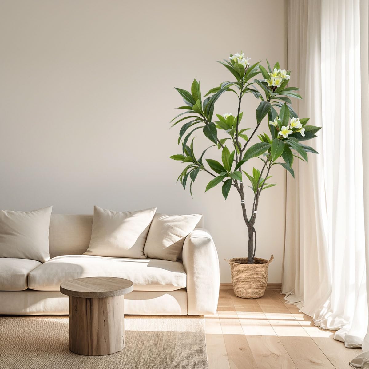 Alonfale 6FT Artificial Plumeria Tree with Concrete Base