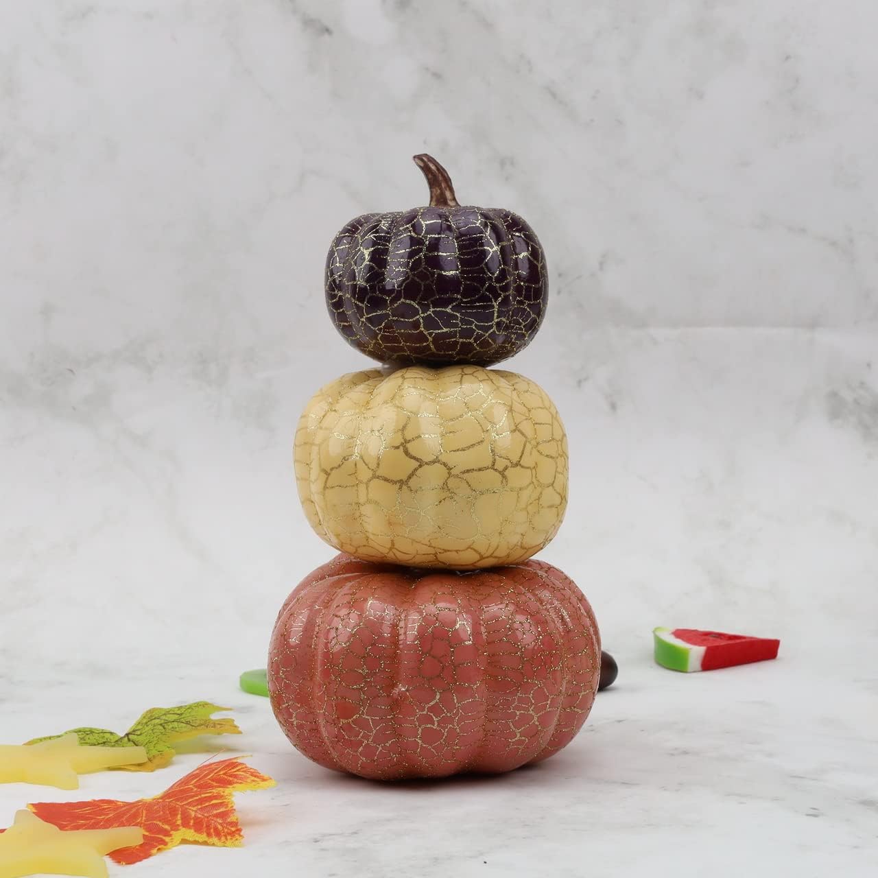 Gresorth 2pcs Stacked Artificial Pumpkins Halloween Decor