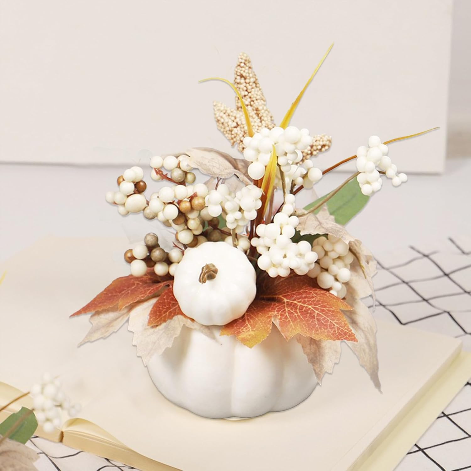 Artificial Pumpkin and Berries Arrangement Fall Decor for Holidays