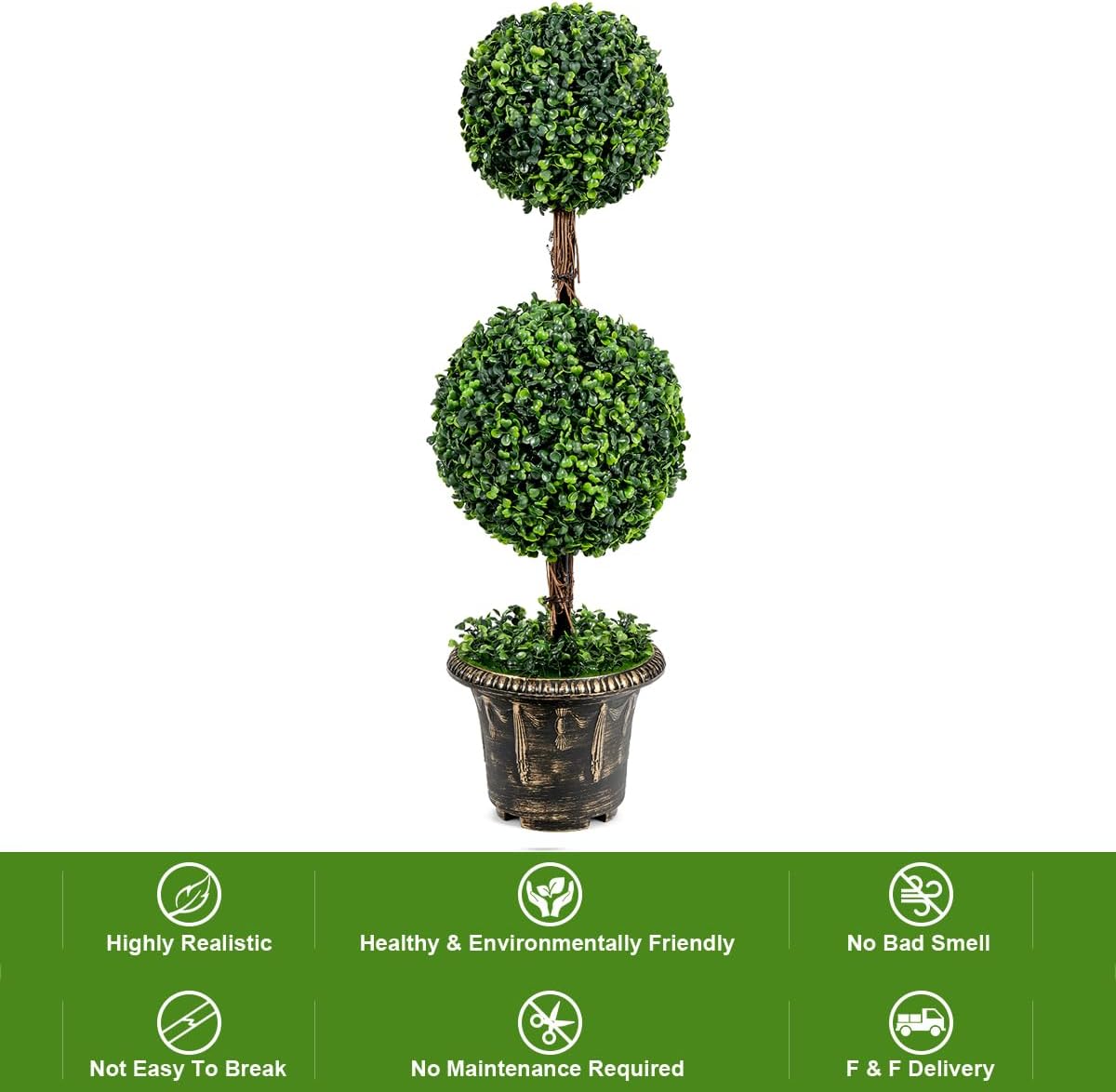 Safeplus 3ft Artificial Boxwood Topiary Tree