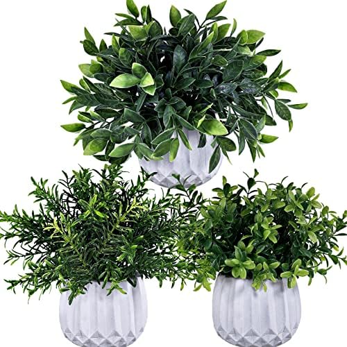 Winlyn 3 Pcs Artificial Potted Plants Set