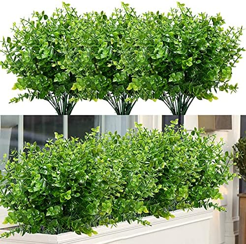 8 Bundles UV Resistant Artificial Boxwood Plants