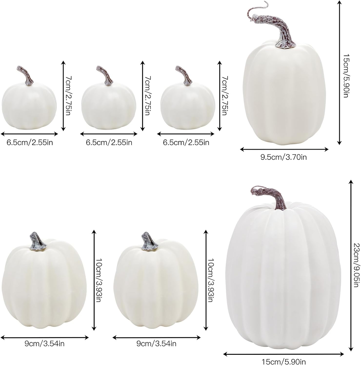 7PCS Artificial Pumpkins Fall Decor Set White