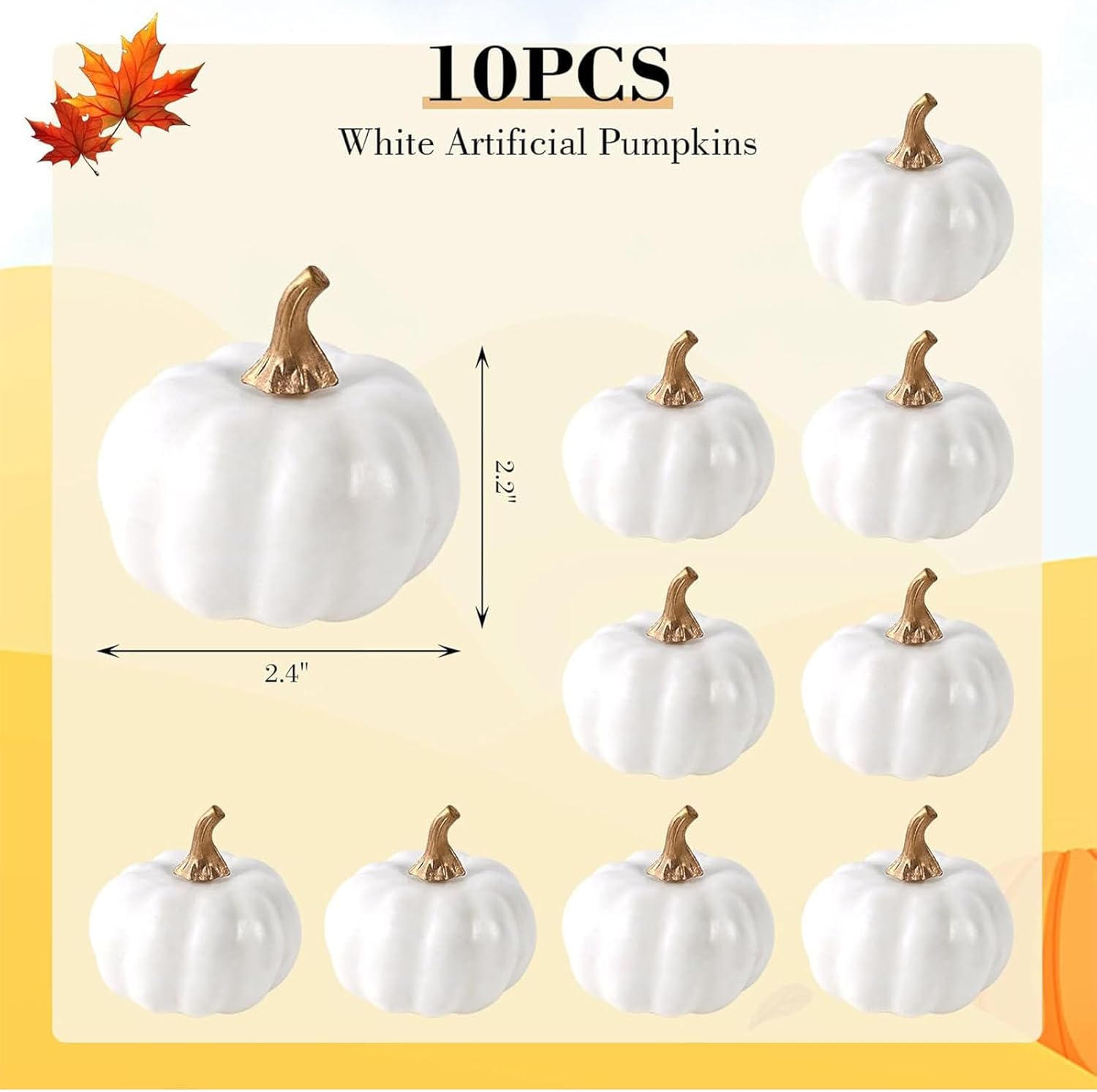 DomeStar 10PCS White Artificial Pumpkins Fall Decor