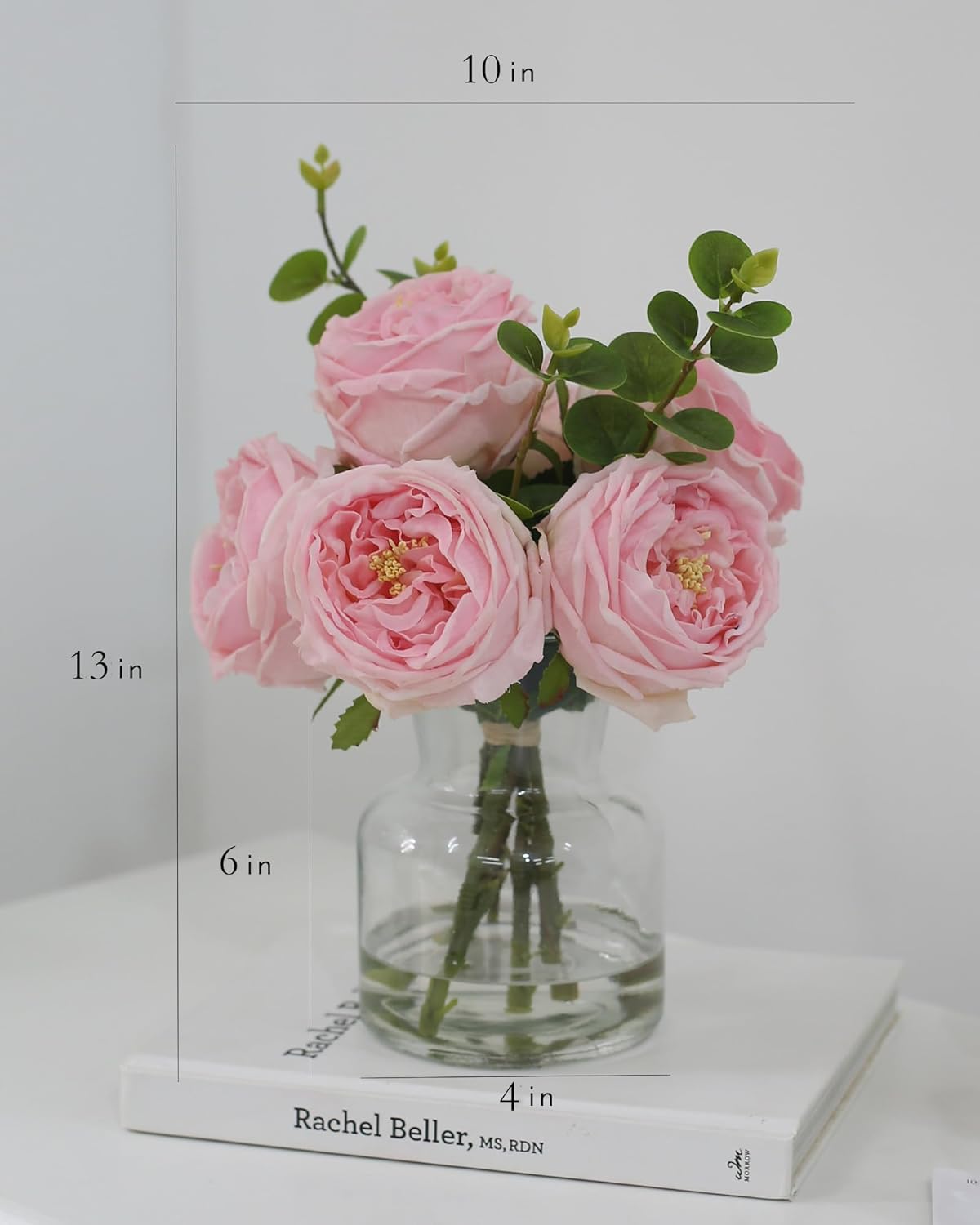 Realistic Artificial Flowers with Pink Roses in Vase
