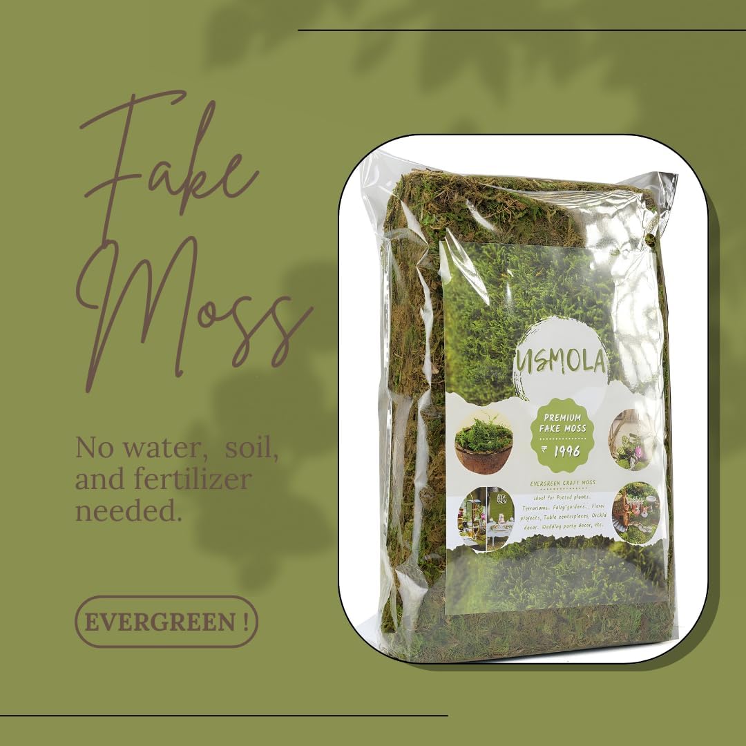 USMOLA Artificial Moss 8 Oz Green Moss for Decor