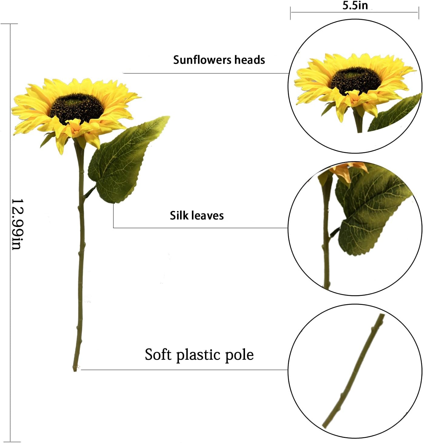 12PCS Artificial Sunflowers Silk Flower Wedding Decorations