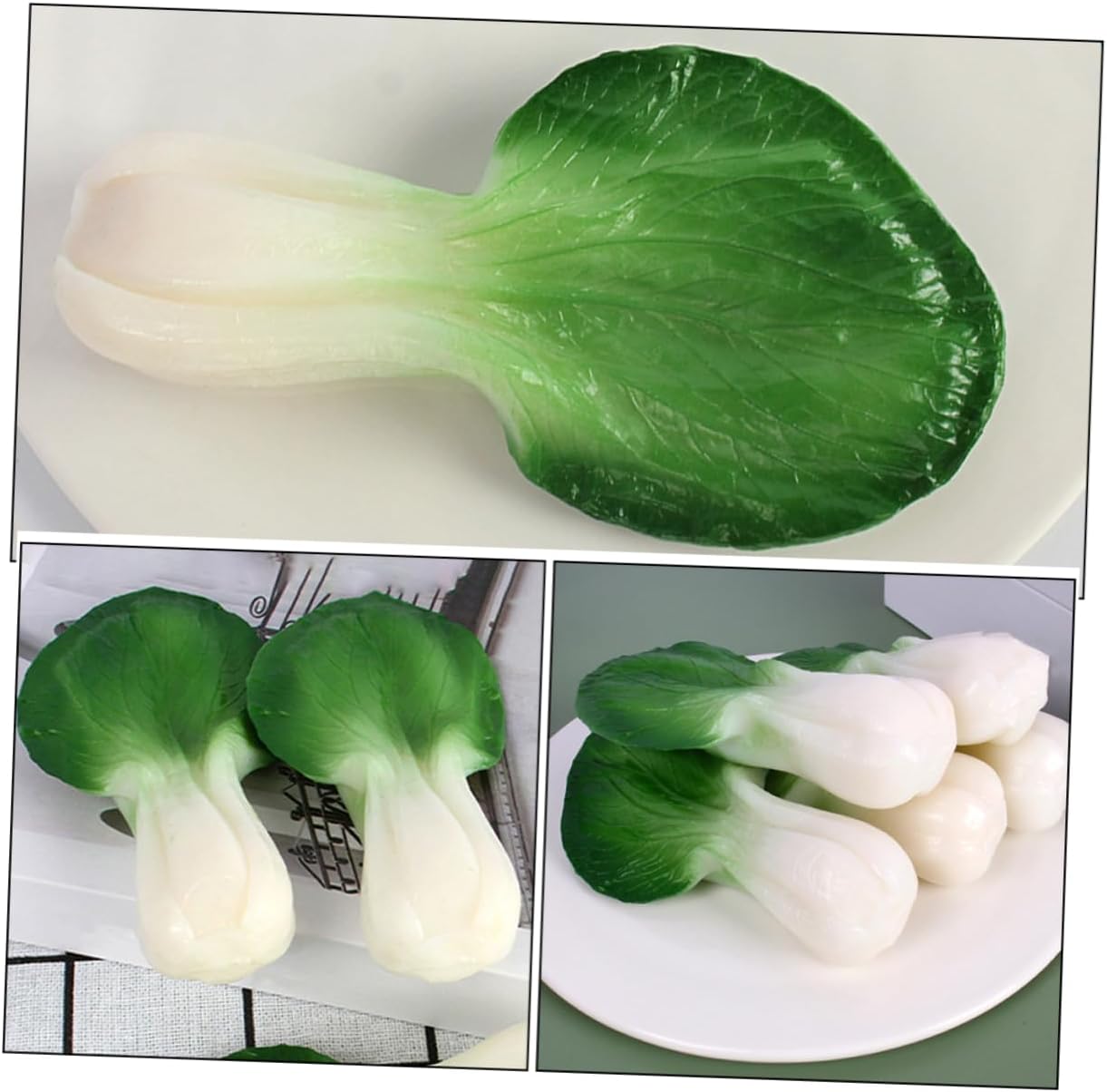 3pcs Artificial Green Leaf Lettuce Decor for Kitchen