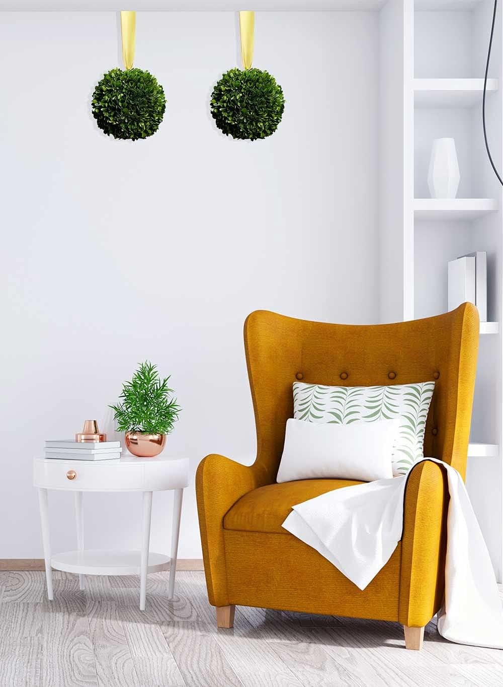 Serene Spaces Living 12 Inch Preserved Boxwood Ball