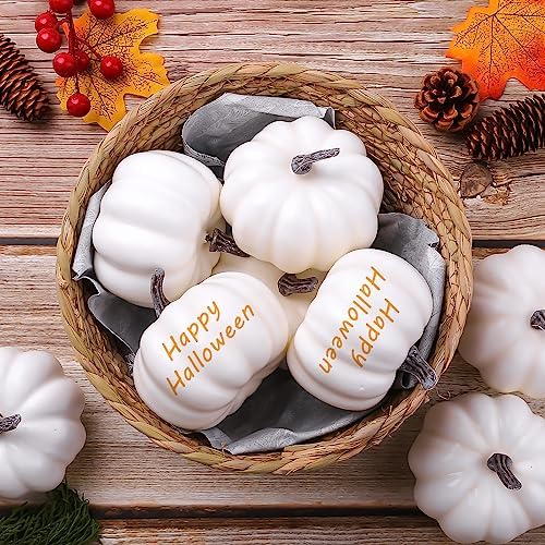 GlyinnHe 12PCS White Artificial Pumpkins for Halloween Decor