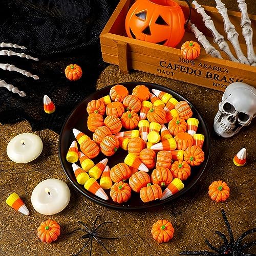 Wettarn 120 Pcs Halloween Resin Candy Corn Decor