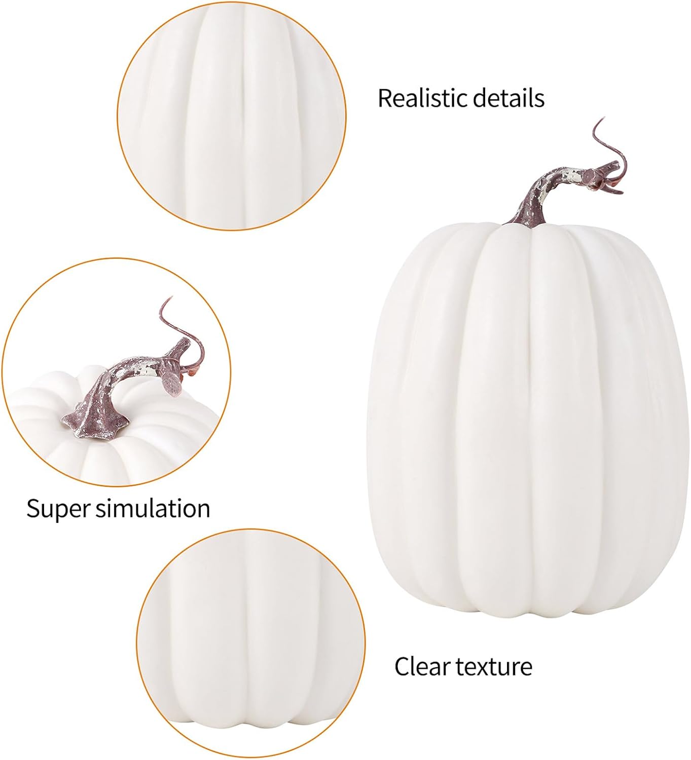 8 Inch Artificial White Pumpkin for Fall Decor