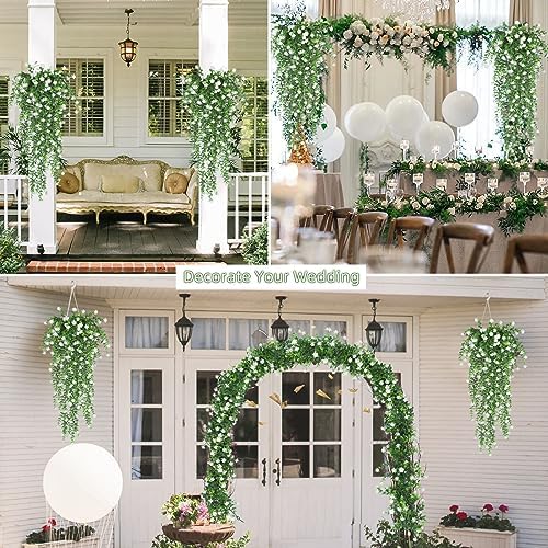 RECUTMS Artificial Hanging Plants White Set of 3