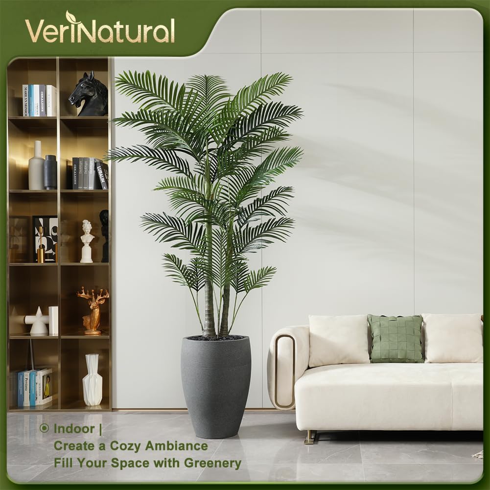 VeriNatural 8ft Artificial Palm Tree with Gray Planter