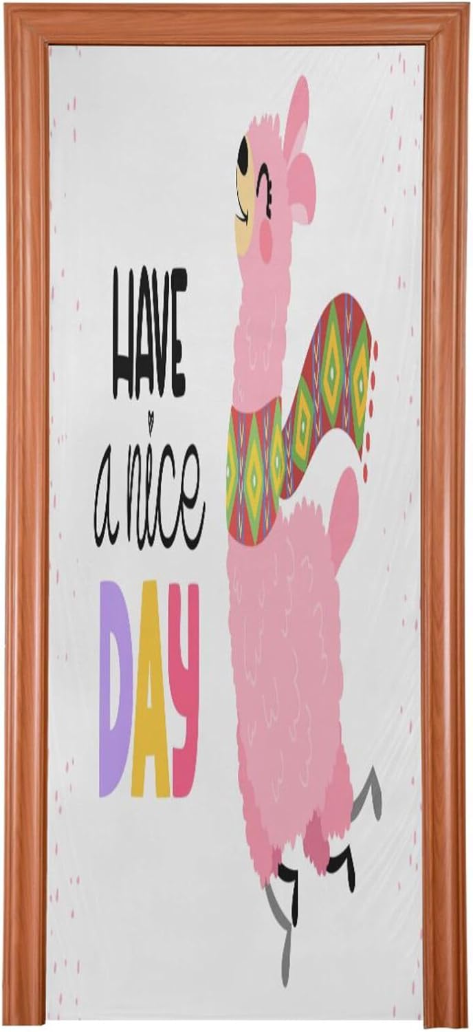Susiyo Pink Funny Llama Door Cover Washable Elastic