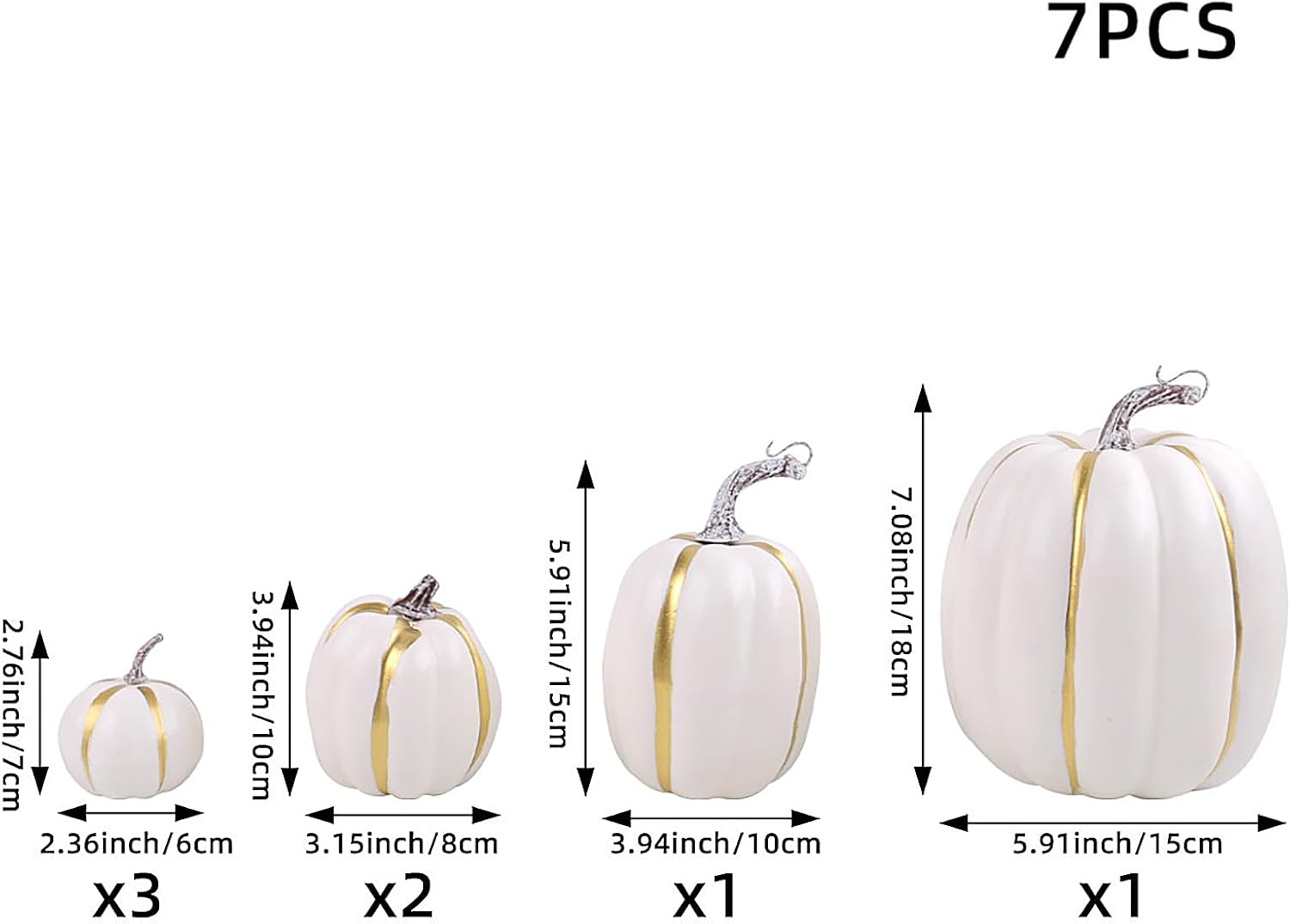 7PCS Artificial Pumpkins Decor Halloween Thanksgiving Autumn Party