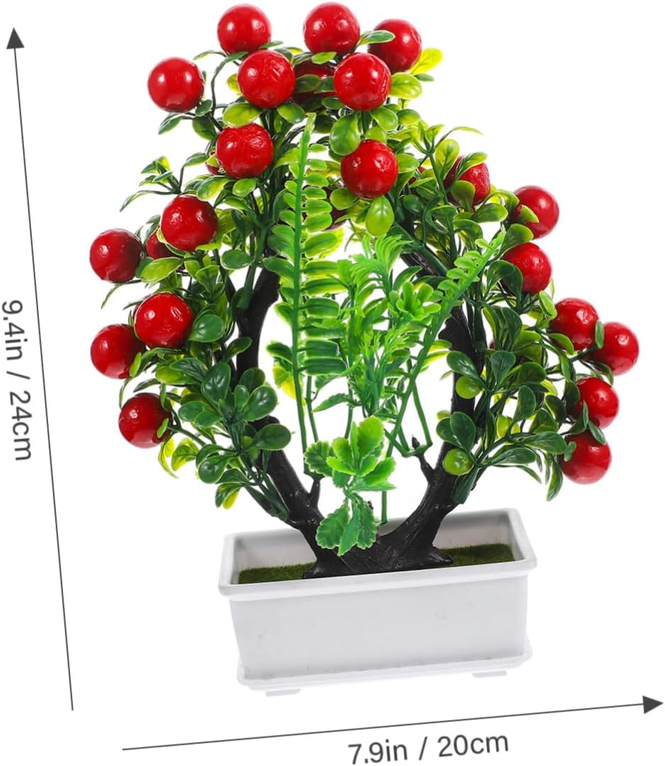 Red Fake Citrus Bonsai Decor 24X20CM