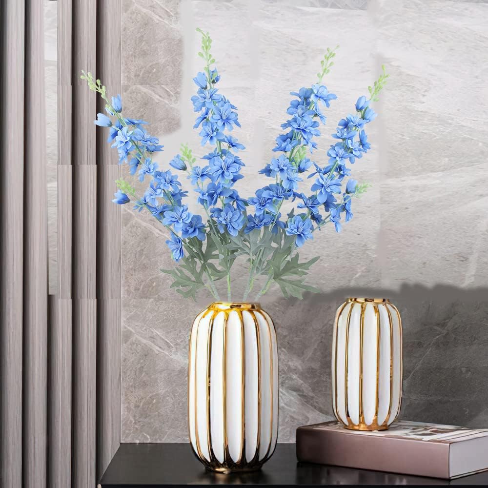 FERIAL Blue Silk Larkspur Artificial Flowers 4pcs