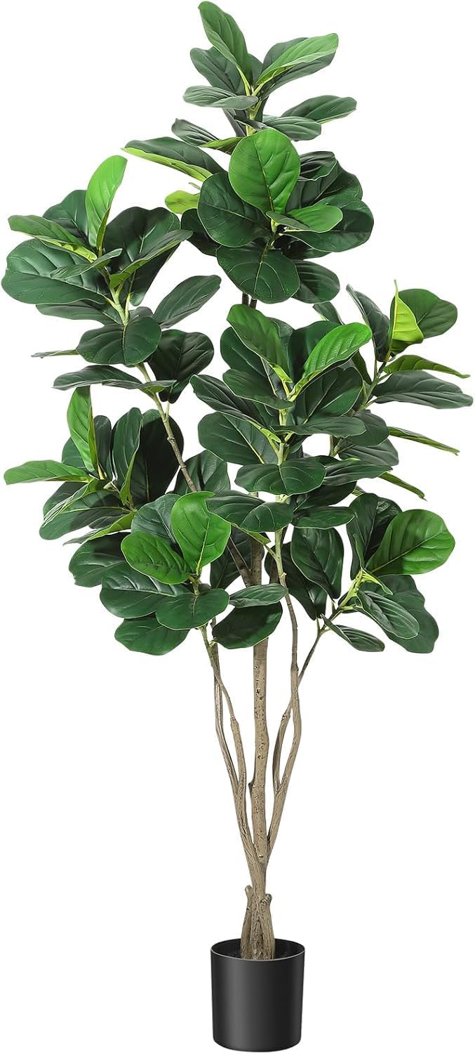 6FT Fiddle Leaf Fig Artificial Tree with Black Planter