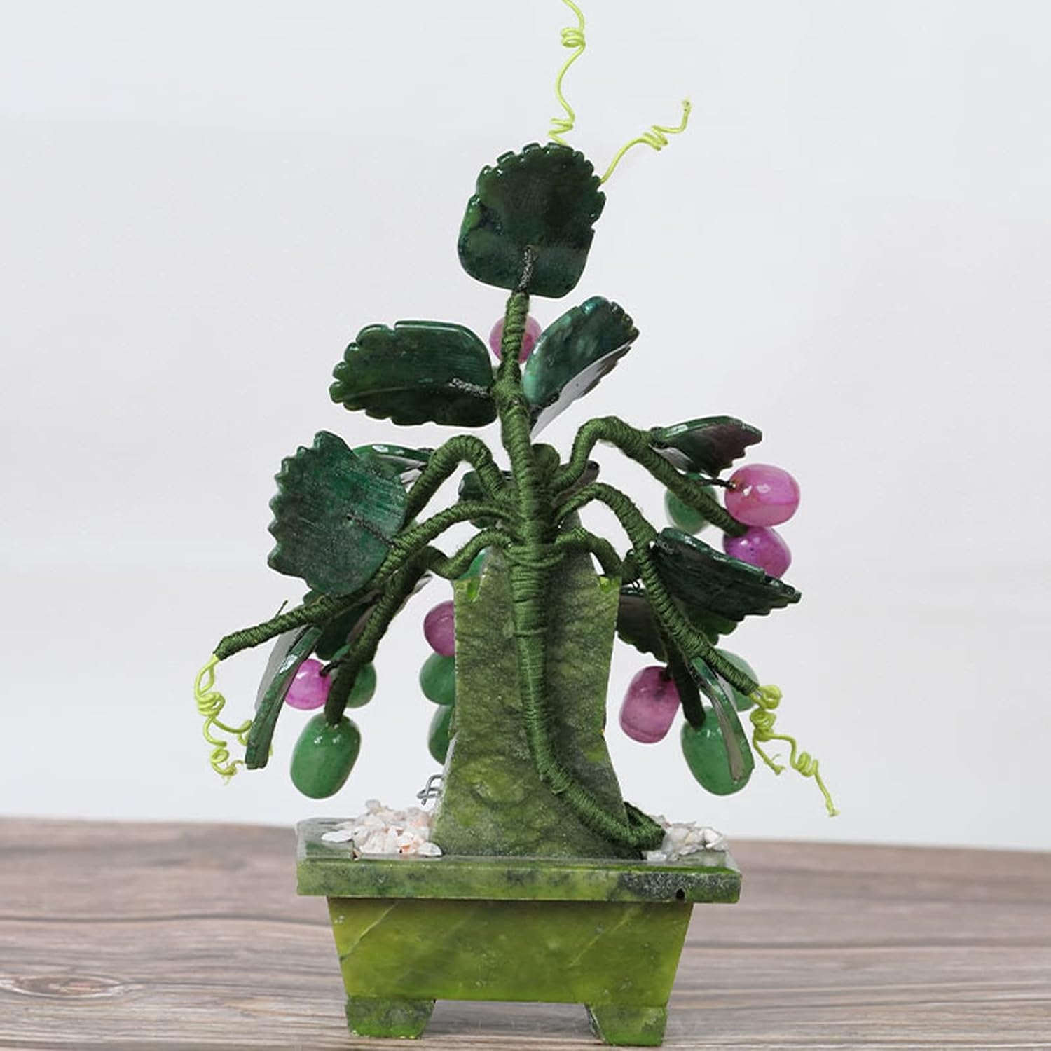 Artificial Bonsai Tree Tabletop Decor with Jade Carving
