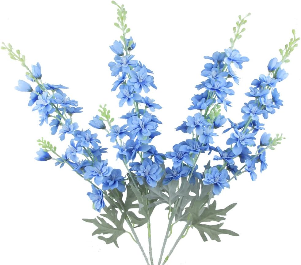 FERIAL Blue Silk Larkspur Artificial Flowers 4pcs