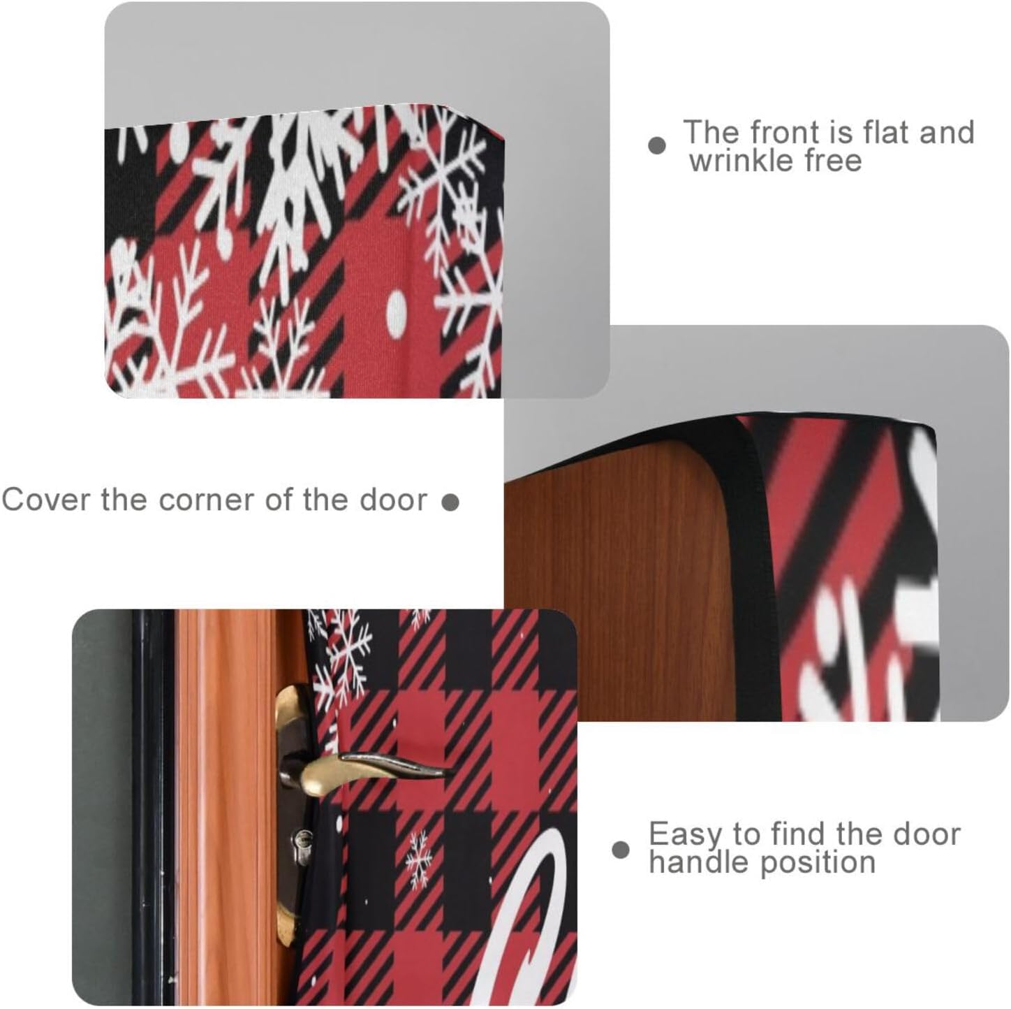 Susiyo Christmas Door Cover with Stretch Fabric Plaid