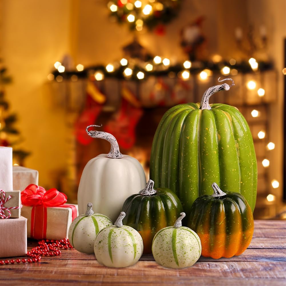 Surakey Artificial Pumpkins 7PCS Foam Set for Fall Decor