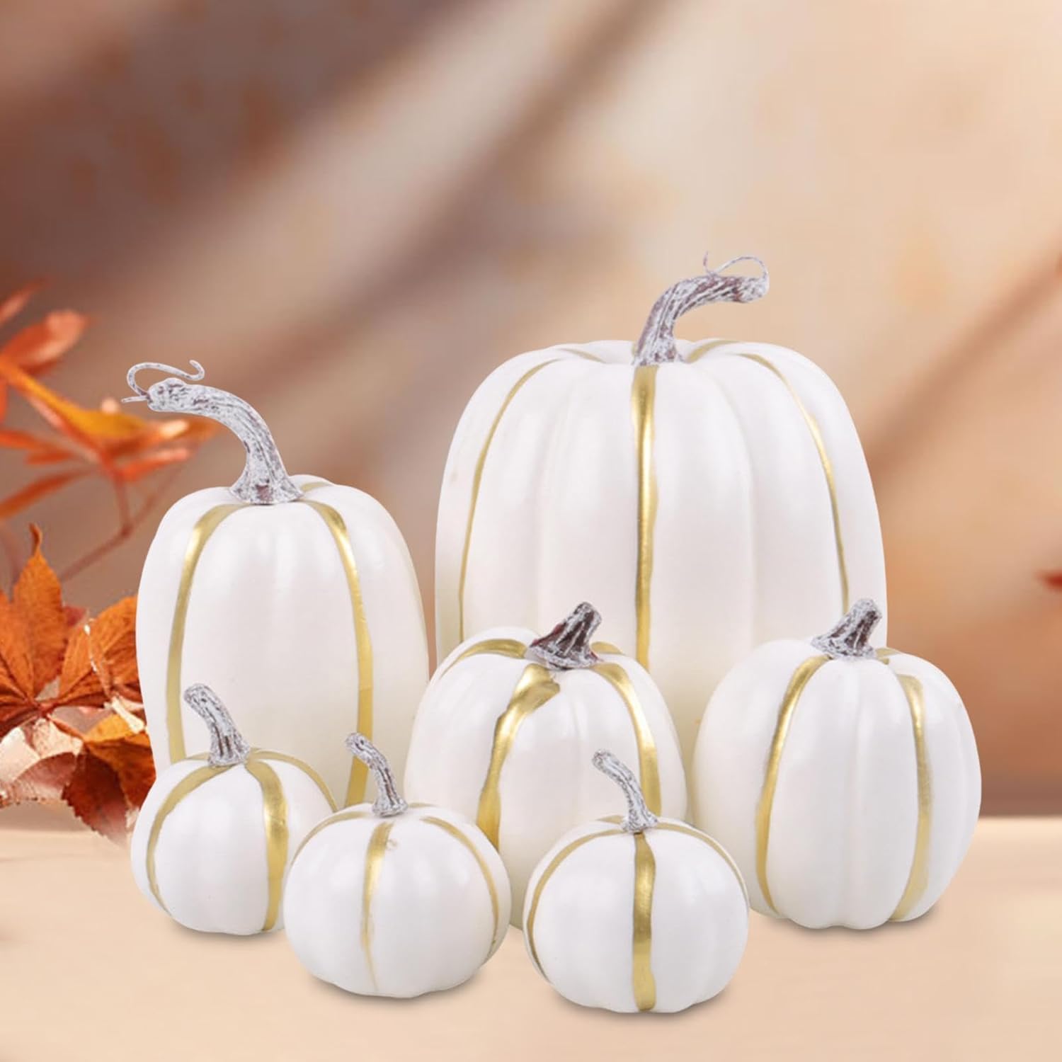 7X Artificial Foam Pumpkins for Halloween Kitchen Decor