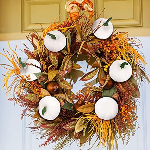 Sumind 24 Pcs Halloween White Artificial Pumpkins Decor