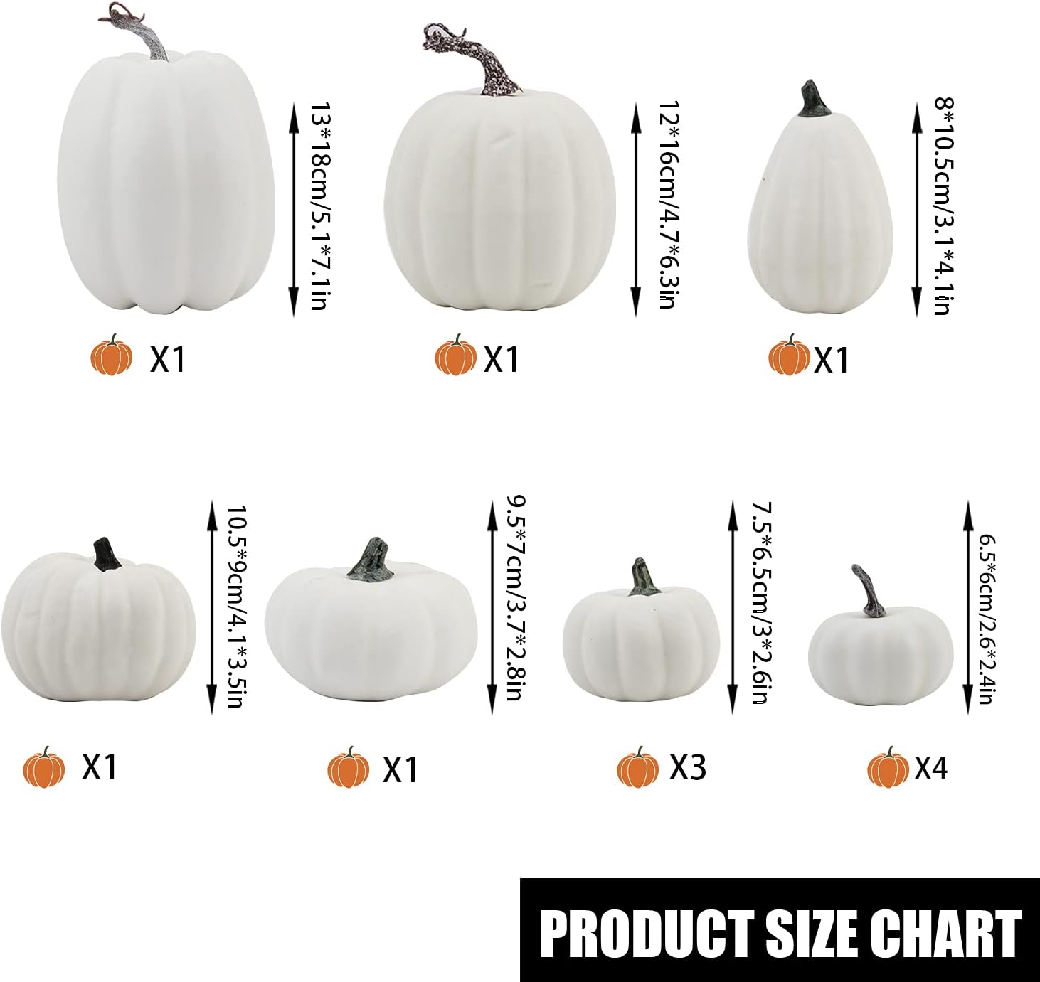 LOMIMOS 12pcs White Artificial Pumpkins for Halloween Decorations