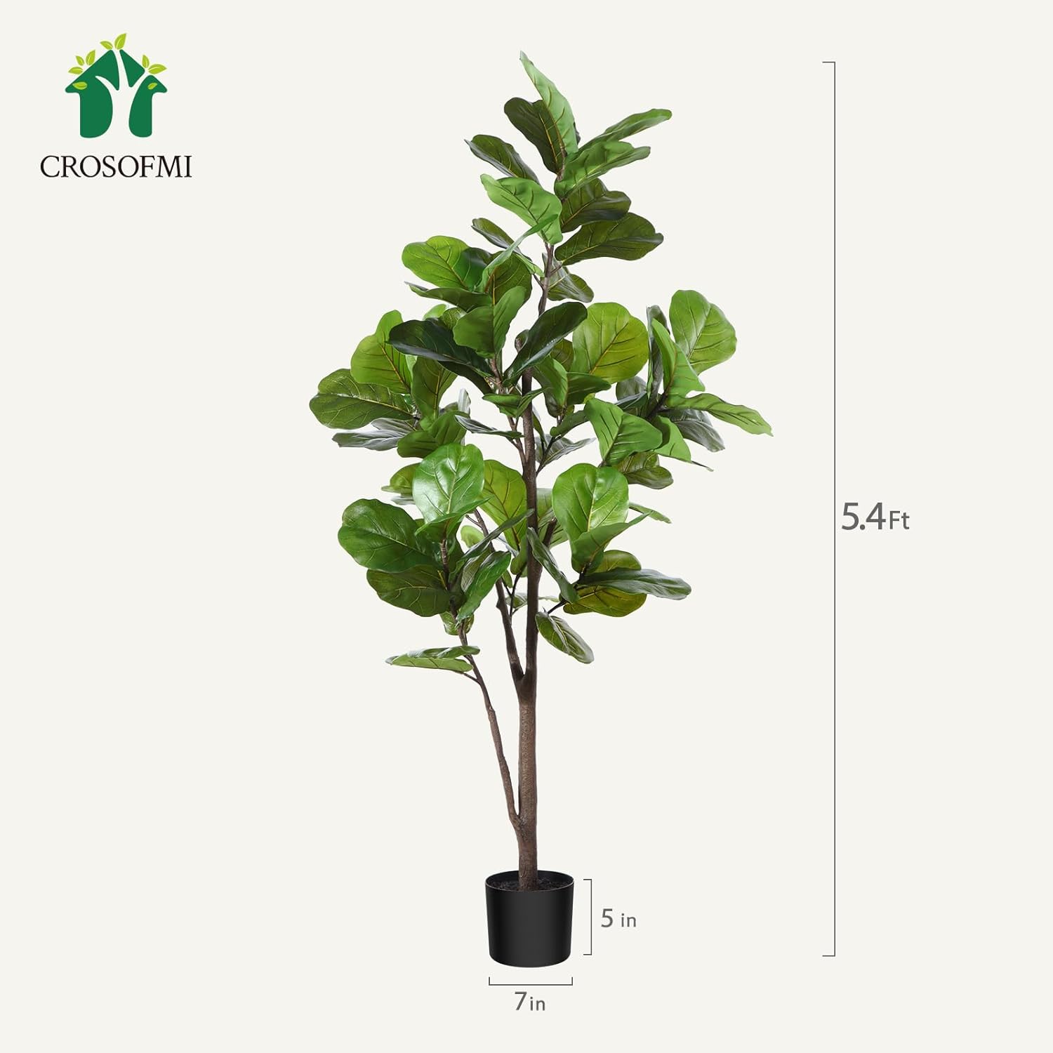 CROSOFMI Artificial Fiddle Leaf Fig Tree 65 Inch 2 Pack