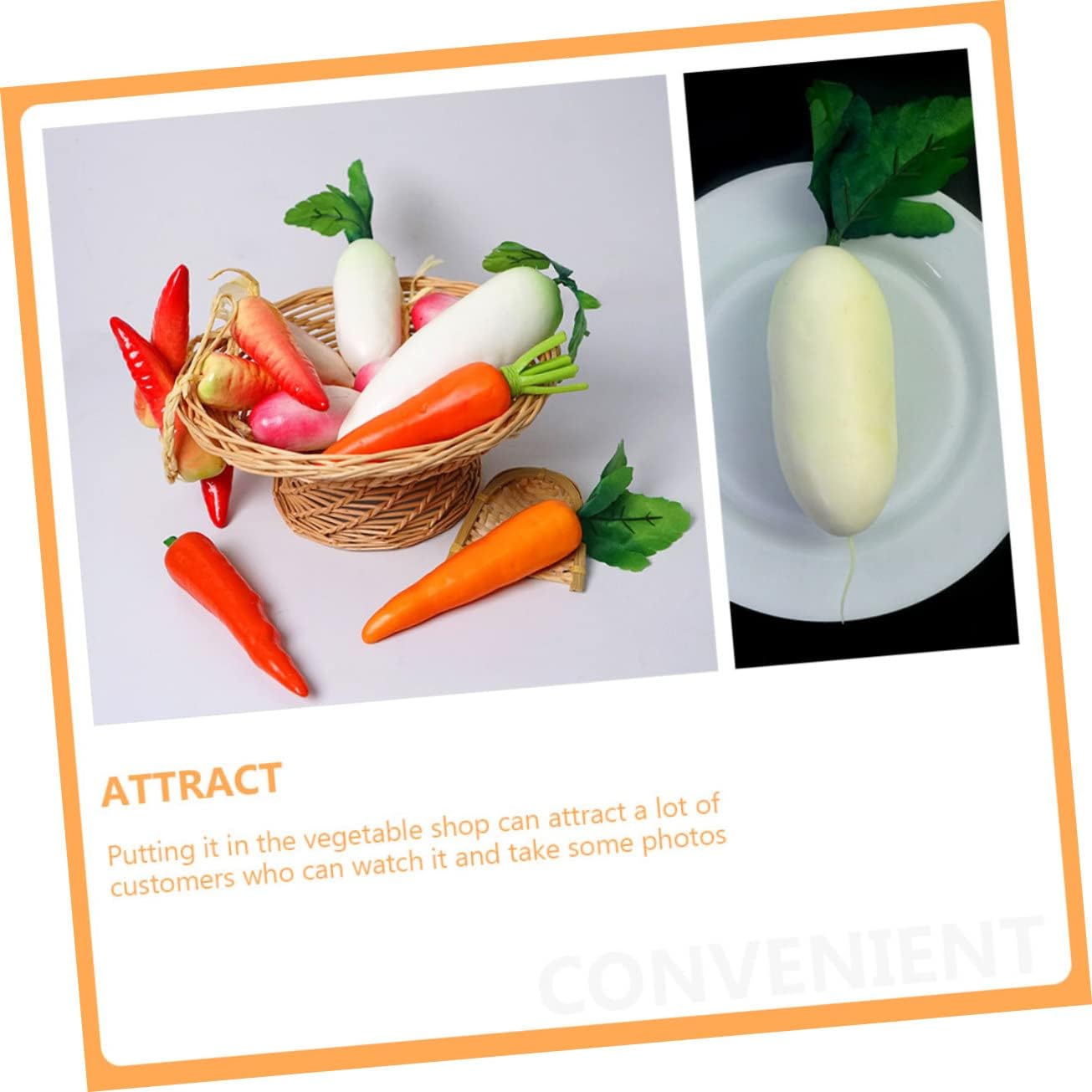 Ciieeo 3 Pack Artificial Carrots and Radishes for Photography